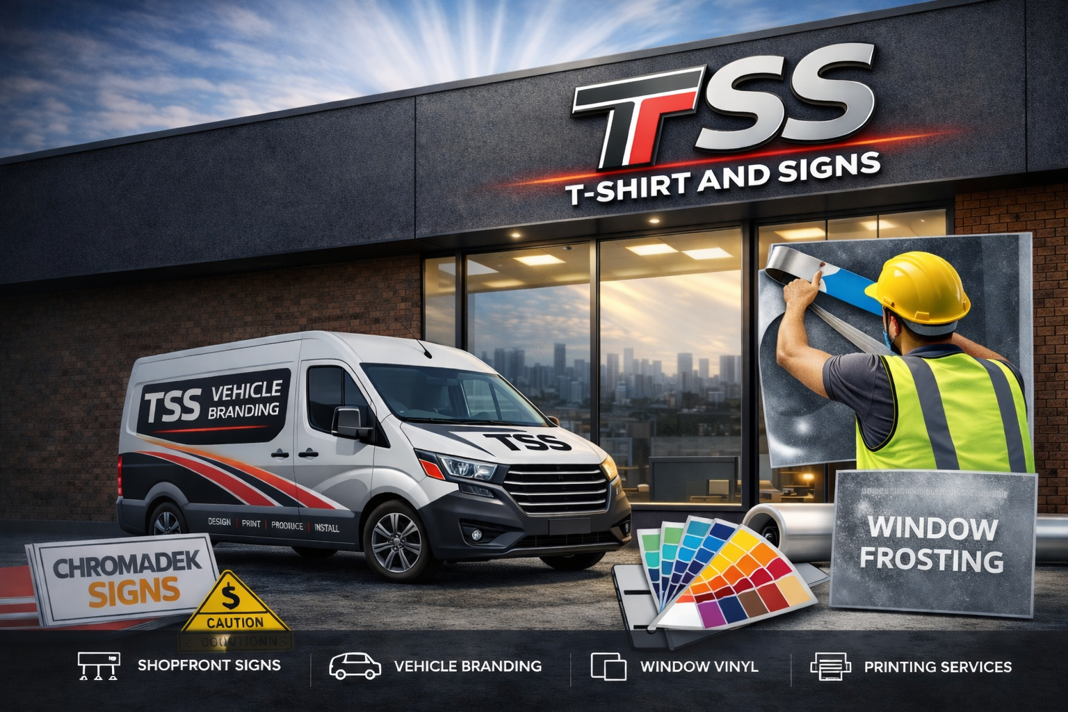 TSS Signage — shopfront signs, vehicle branding, window vinyl, and printing services in Pretoria